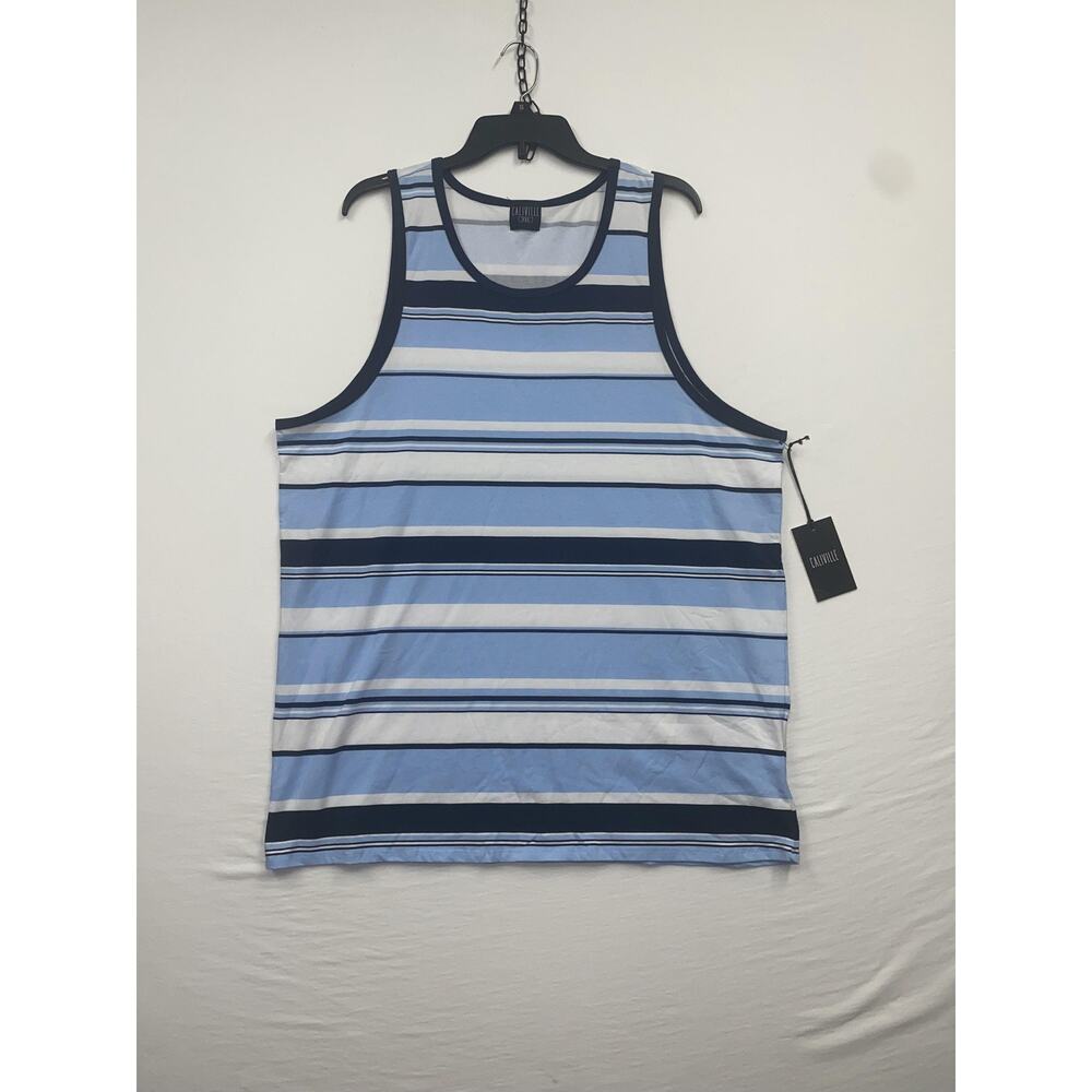Caliville Shirt Mens 2XL Blue Striped Tank Top Sleeveless Casual Summer